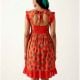 Handcrafted Strawberry Print Cotton Fit and Flare Dress